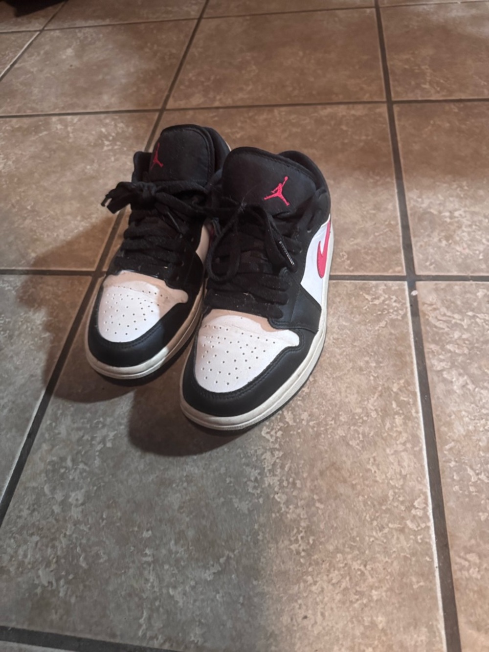 Jordan Low-Top Sneakers in Black, White & Red